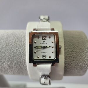 CROTON Unique Ladies Stainless Steel Watch W/ White Face & Band - Store Model